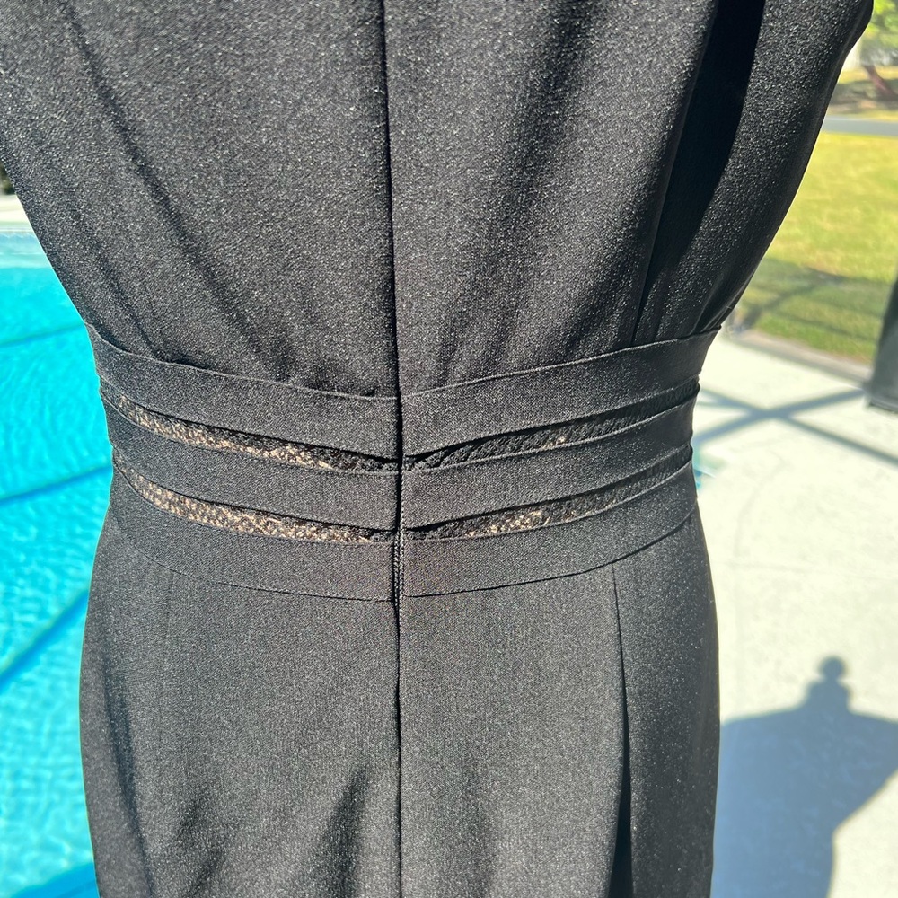 ADRIANNA PAPELL Little Black Dress with Insert Lace and Nude Lining. Size 10 - Picture 4 of 5